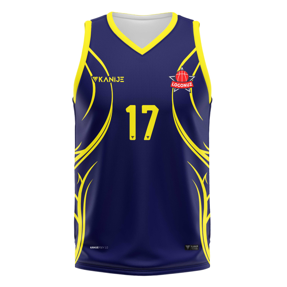 Kanije Tek Üst Basketbol Forma - Sarı Lacivert -  B005